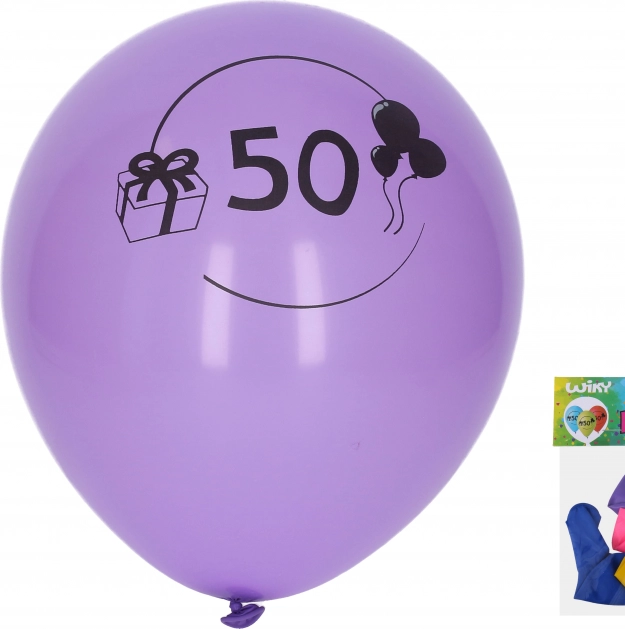 Balónky 30 cm s číslem 50, mix barev – sada 5 ks