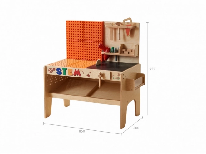 Dřevěná dílna XXL Montessori STEM s nástroji