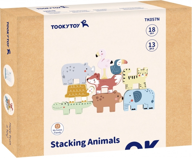 Dřevěné kostky zvířátka Montessori 9 ks od Tooky Toy
