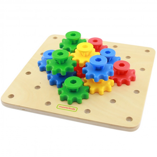 Stavebnice s ozubenými koly MASTERKIDZ Montessori deska