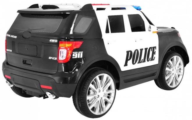 Policejní bateriové SUV pro děti + sirény + světla + megafon + dálkové ovládání + pomalý start + EVA + samolepky