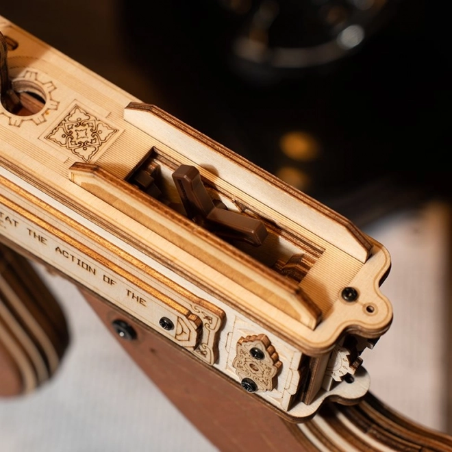 RoboTime 3D Dřevěné mechanické puzzle Samopal Thompson