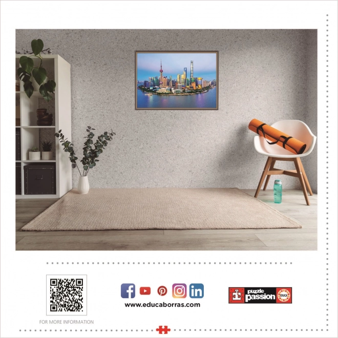 Educa Puzzle Panorama Šanghaj při západu slunce 1000 dílků