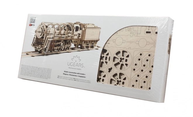 Mechanické dřevěné puzzle UGEARS - Parní lokomotiva s tendrem