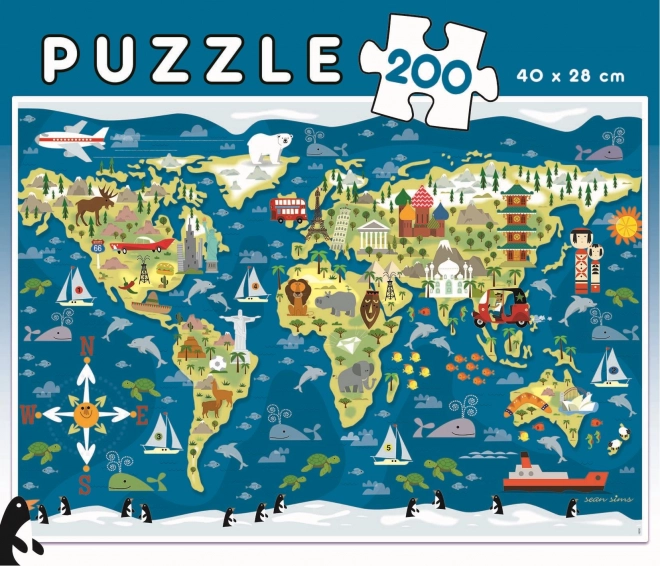 Mapa světa EDUCA 200 dílků puzzle
