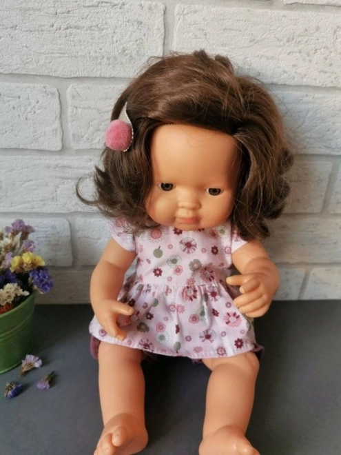 Tunika a kalhotky pro panenku 38 cm růžové rozetky