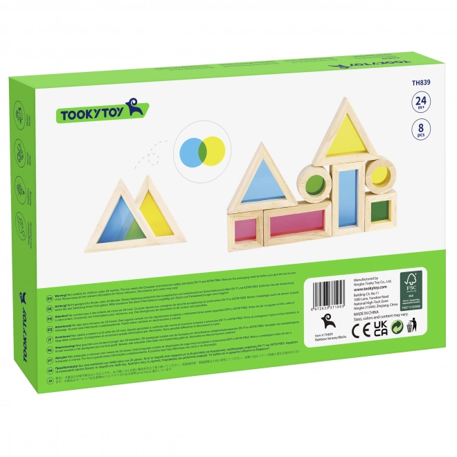 Dřevěné barevné zrcadlové kostky TOOKY TOY
