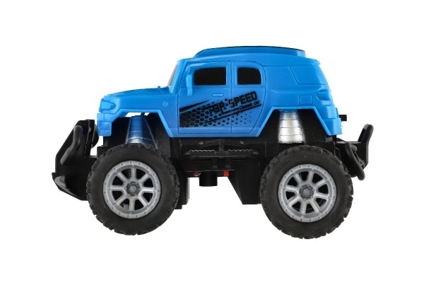 Avto RC mini tovornjak plast 12cm 27MHz na baterije s svetlobami v škatli 18x11,5x10cm – Modré