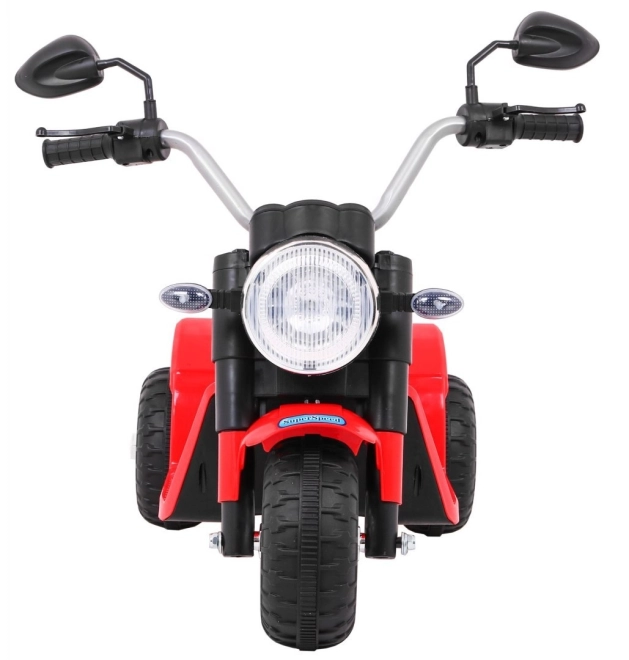 Dětské kolo MiniBike na baterie + zvuky + LED světla + eko kůže – Červené
