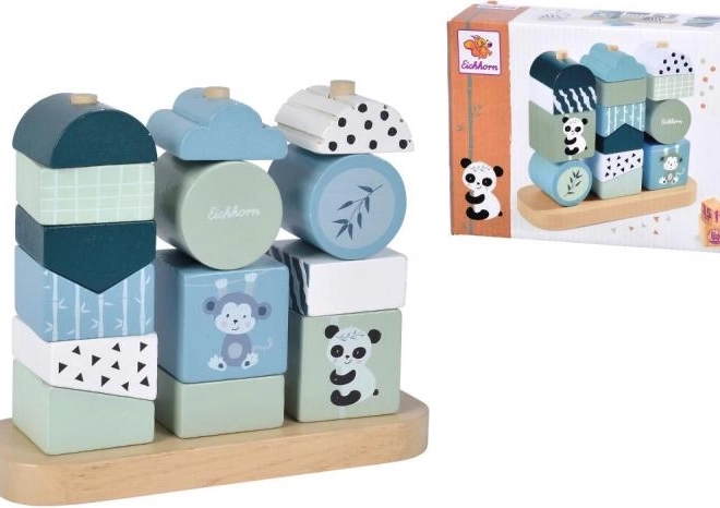 Stohovací hra panda – dřevěné puzzle, 15 dílů