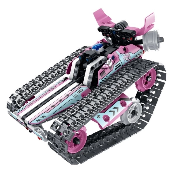 Robot RC skládací plast 15x23cm 2,4GHz na baterie se světlem, zvukem v krabici 31x23x7cm – Růžový