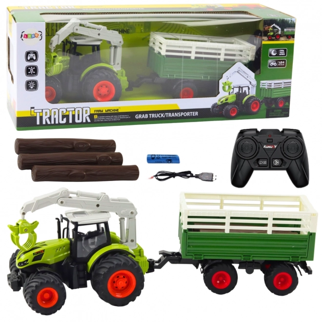 Zábavný RC traktor s přívěsem a chapadlem pro děti