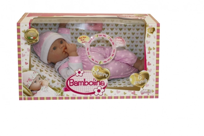 Miminko Bambolina se zvuky a doplňky 36 cm