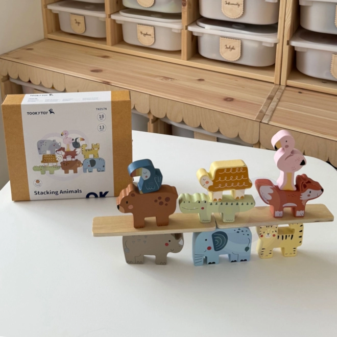 Dřevěné kostky zvířátka Montessori 9 ks od Tooky Toy