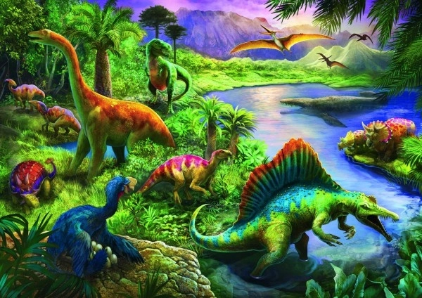 Puzzle Dinosauři 200 dílků 48x34cm v krabici 33x23x4cm