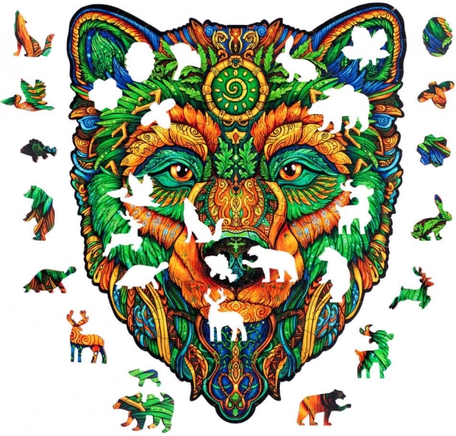Dřevěné puzzle Moudrý medvěd