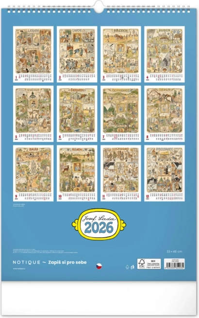 Nástěnný kalendář Josef Lada 2026