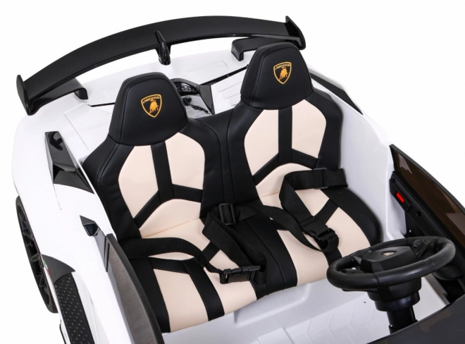 Lamborghini SVJ DRIFT pro 2 děti Bílá + funkce Drift + dálkové ovládání + MP3 LED + pomalý start