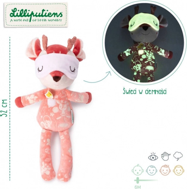 Lilliputiens plyšová usínací hračka srnka Stella se svítícími prvky 6m+