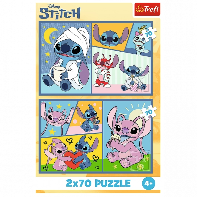 Puzzle 2x70 - Disney Lilo a Stich - Bez nudy se Stitchem