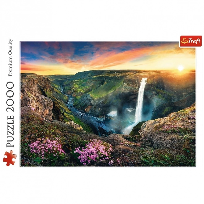 Puzzle Vodopád Háifoss, Island 2000 dílků 96x68cm v krabici 40x27x6cm