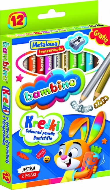 Bambino kulaté pastelky 12 barev se strouhátkem
