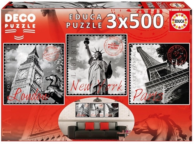 Puzzle 3x500 prvků Velká města