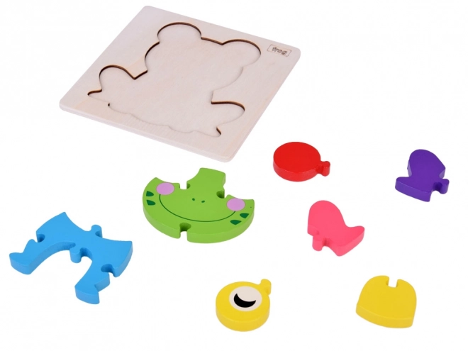 Dřevěné 3D puzzle žába Montessori