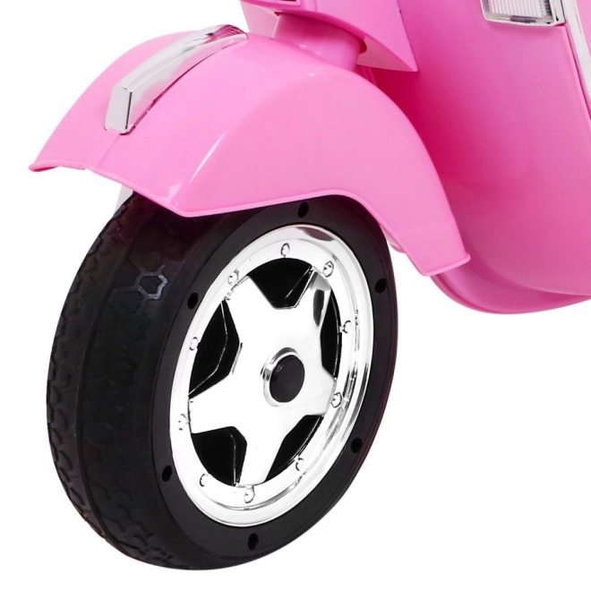 Elektrický dětský skútr Vespa růžový s podpůrnými kolečky