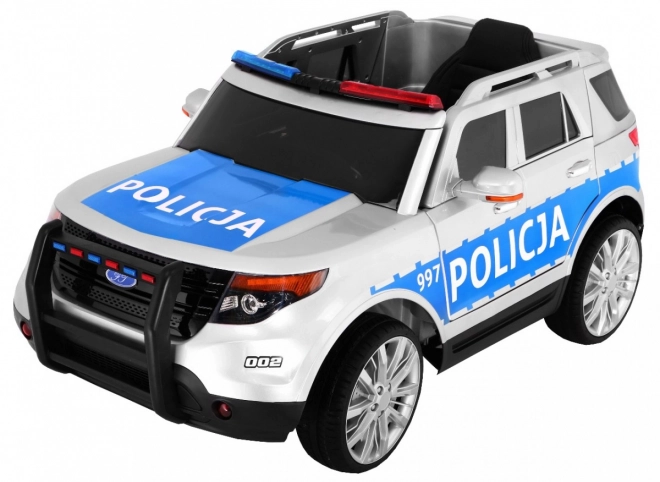 Dětské policejní auto SUV na baterie + sirény + světla + megafon + dálkové ovládání + pomalý start + EVA + samolepky