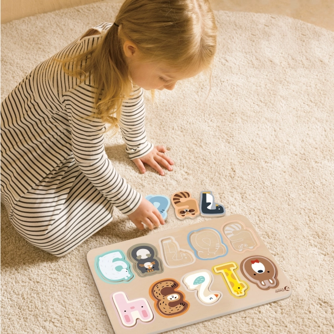 Dřevěné číselné puzzle se zvířátky od Classic World