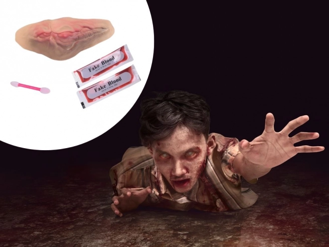 Falešná rána na krku s falešnou krví pro halloween