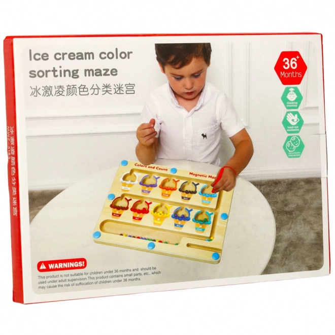 Magnetická vzdělávací tabule montessori třídění barevných kuliček zmrzlina 30 cm x 22 cm