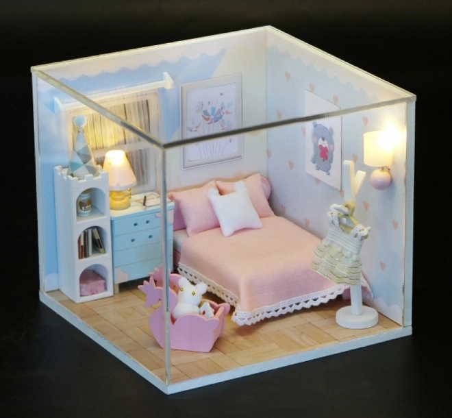 Dvěděti miniatura domečku Útulná koupelna/Domov kočky Mňau