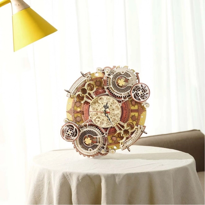 RoboTime 3D dřevěné mechanické puzzle Hodiny s kalendářem