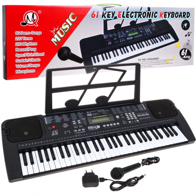 Elektronický kláves s mikrofonem pro děti 5+ MP3 Taktoměr Radio USB