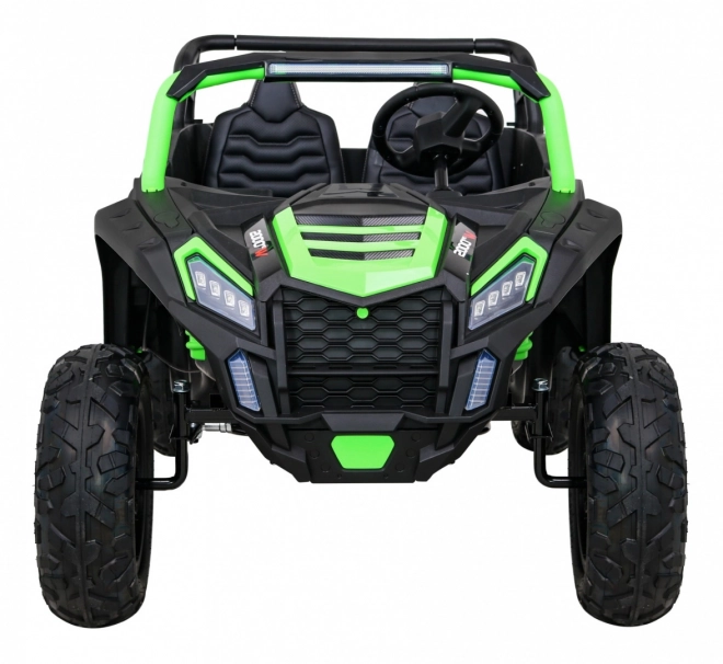 Silná závodní čtyřkolka buggy pro 2 děti Zelená + Střídavý motor + Nafukovací kola + LED audio
