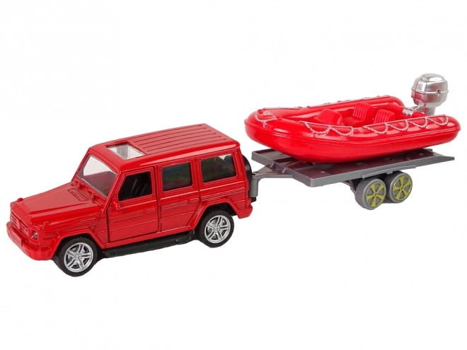 Sada hasičských vozidel táhnout motorku Jeep Red
