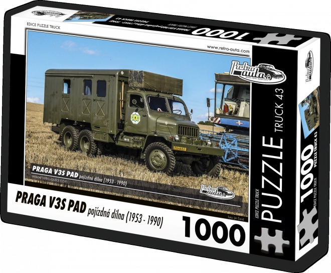 Puzzle Retro Auta - Praga V3S PAD pojízdná dílna (1953 - 1990) 1000 dílků