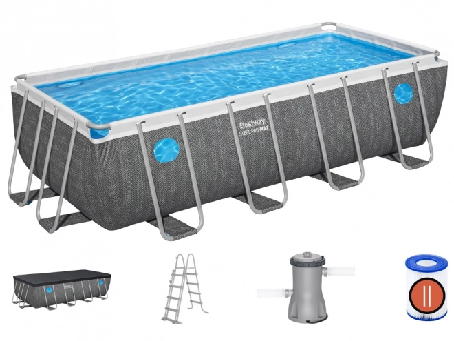 Obdélníkový bazén Bestway Steel Pro Max Splashview 488x244x122 cm šedý ratan