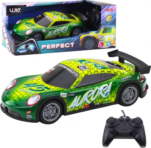 RC závodní auto se svítící karoserií, zelené
