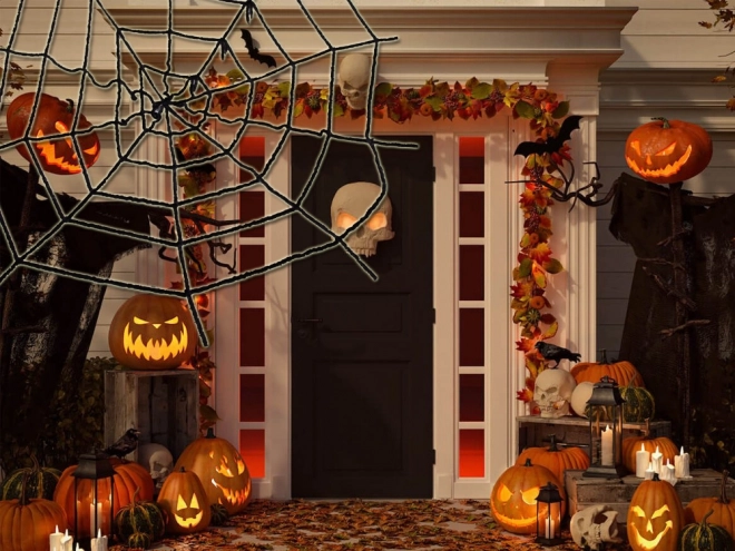 Umělá černá pavučina na Halloween