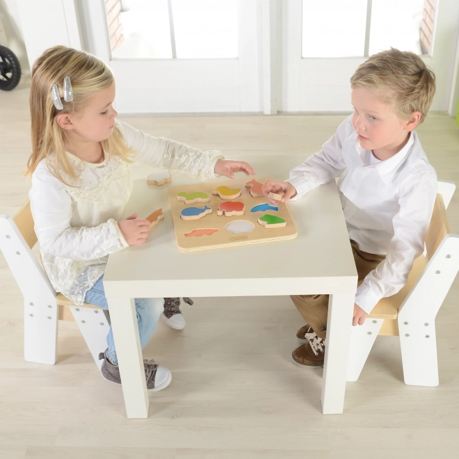 Dřevěný tvarový třídicí box Zvířátka Montessori