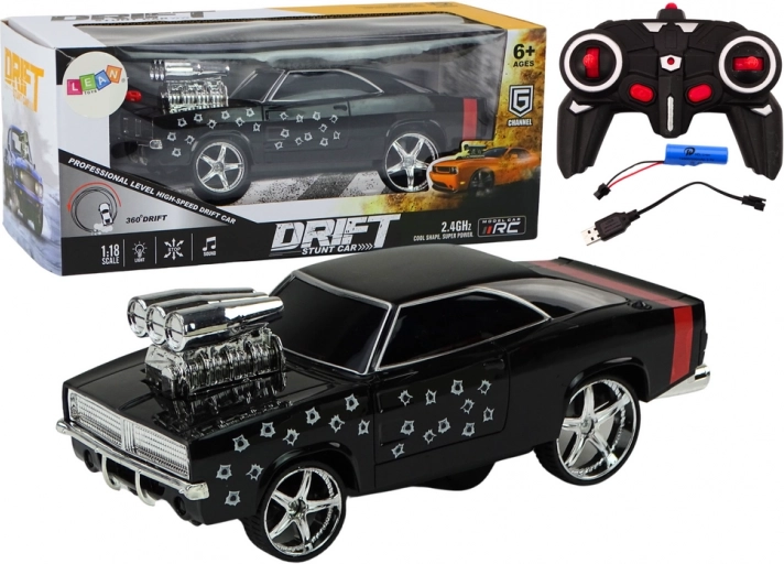 rc auto 1:18 drift 360 se světly a zvuky – černé