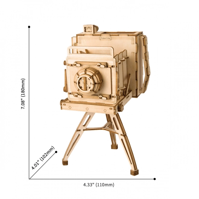 Dřevěné 3D puzzle Historický fotoaparát