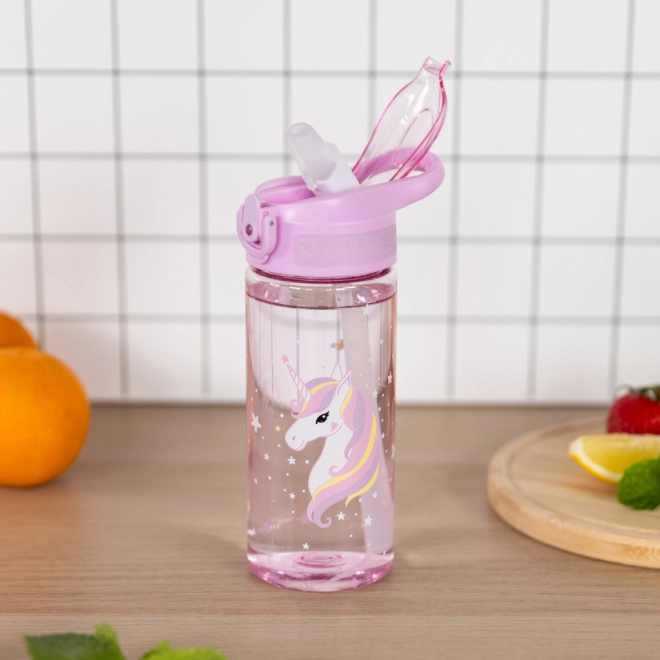 Tritanová láhev na pití s brčkem Rainbow Unicorn 500 ml