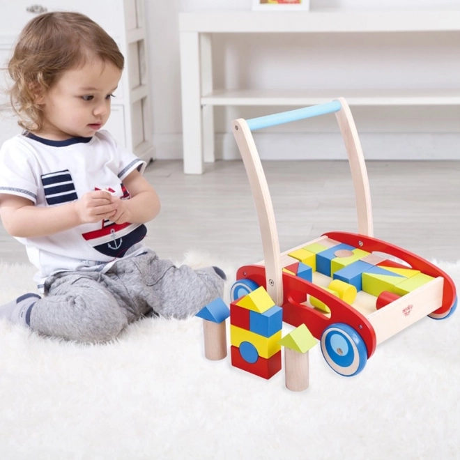 Dřevěný chodítko s kostkami Tooky Toy