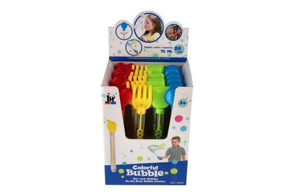 Bublifuk 70ml trubice 28cm s nářadím na písek plast 4 druhy