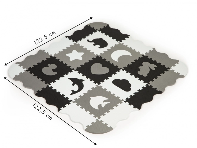 ECOTOYS Pěnové puzzle Zvířata a tvary černá-bílá SX s okraji