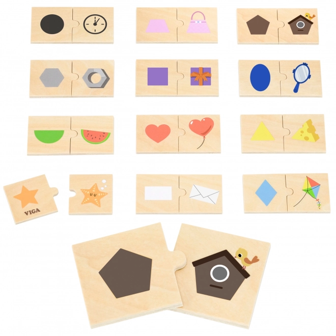 Viga puzzle sada stíny a předměty